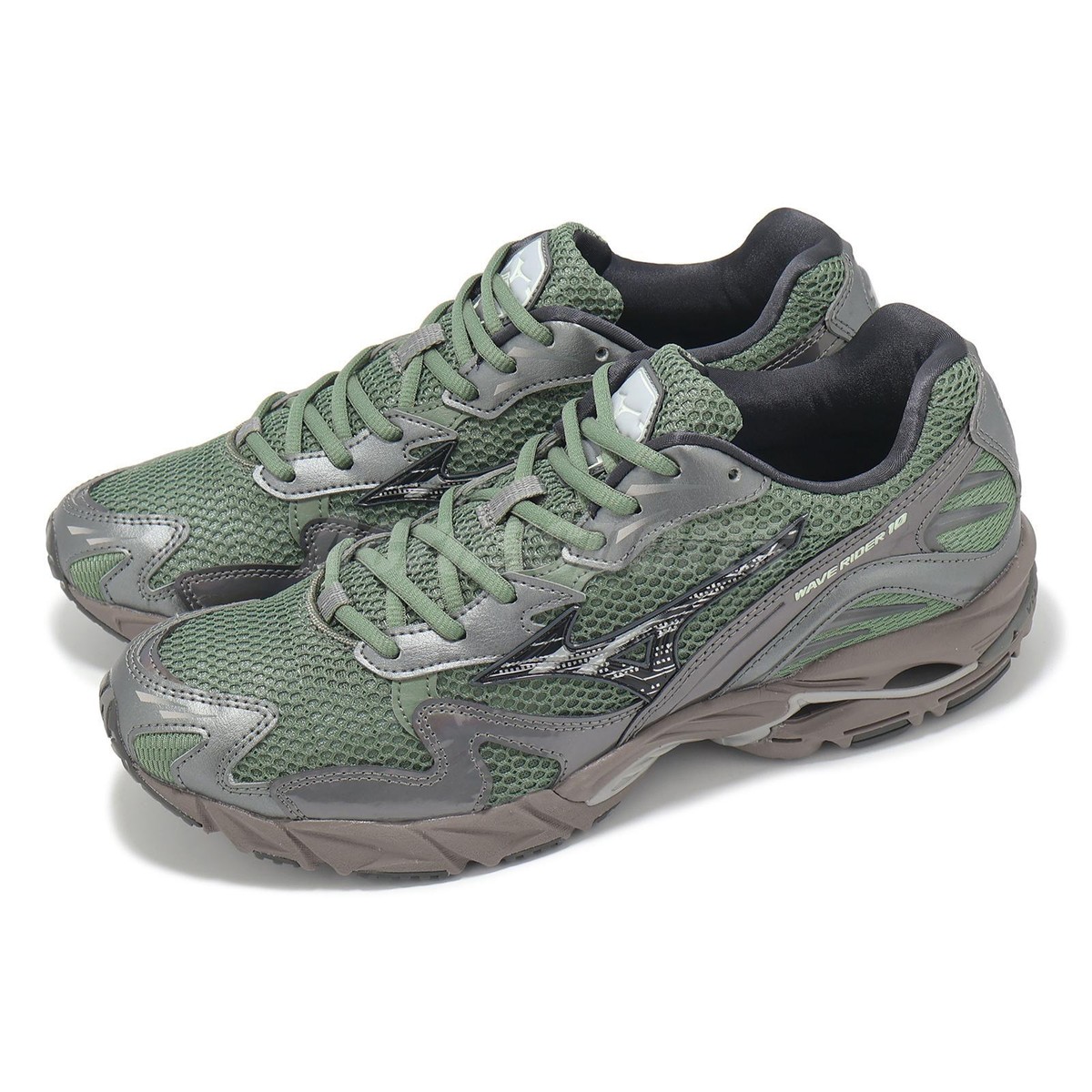 Mizuno Wave Rider 10 Agave Green Metallic Grey Men Casual