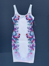 Guess Los Angeles Bodycon Wildflowers Dress Size Small Pink Roses Sleeveless