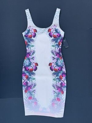 Guess Los Angeles Bodycon Wildflowers Dress Size Small Pink Roses Sleeveless