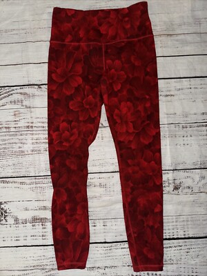 Athleta Elation Texture Tight Crop Length Red Size S Small Floral Print