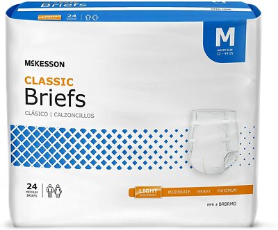 McKesson Lite Adult Incontinent Brief, Medium, Light Absorbency, Case of 96