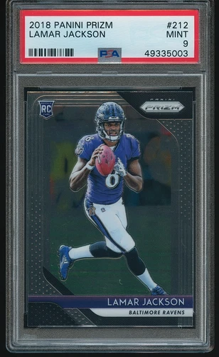 Lamar Jackson 2018 Panini Prizm Rookie #212 PSA 9 MINT Rookie RC