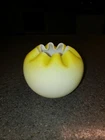 Antique  Fenton Art Glass Hand Blown Yellow Satin Rose Bowl Cased Vase