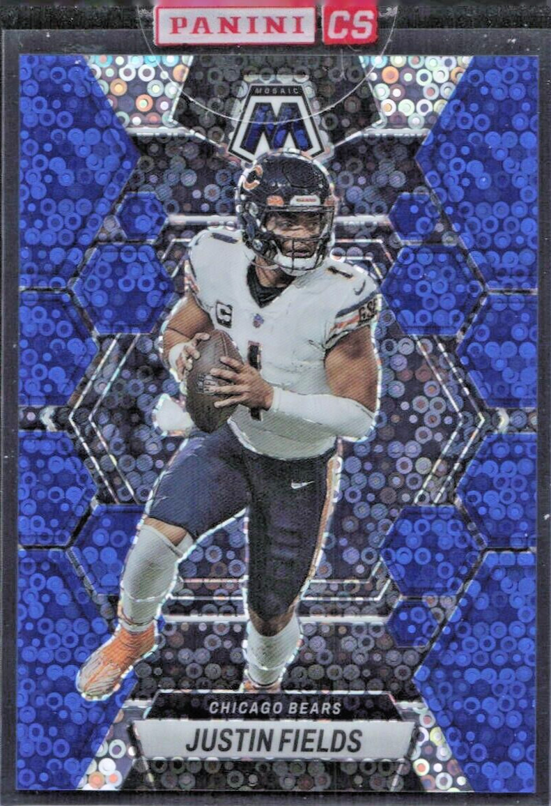 2023 Panini Mosaic No Huddle Blue 40/75 #33 Justin Fields - Chicago Bears - MINT