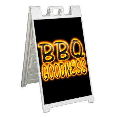 BBQ GOODNESS Signicade 24x36 Aframe Sidewalk Sign Banner Decal BARBEQUE FOOD