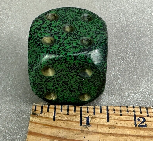 Large Green Black Speckled Dice JUMBO Big Large 1.25" x 1.25" Game Play Prop - Bild 3 von 9