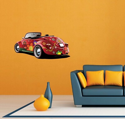 Hippy car Cabrio Peace Wall Decor Sticker Decal 25''X18''
