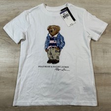 Polo Ralph Lauren kids Tee Shirt 6 White Polo Bear Logo Crew Neck Short Sleeve