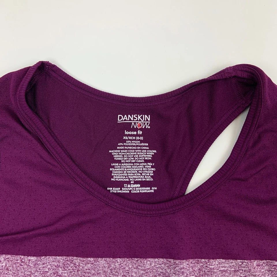 Danskin Now Tank Top Womens XS Racerback Purple Pink Stripes - Image 3 of 4