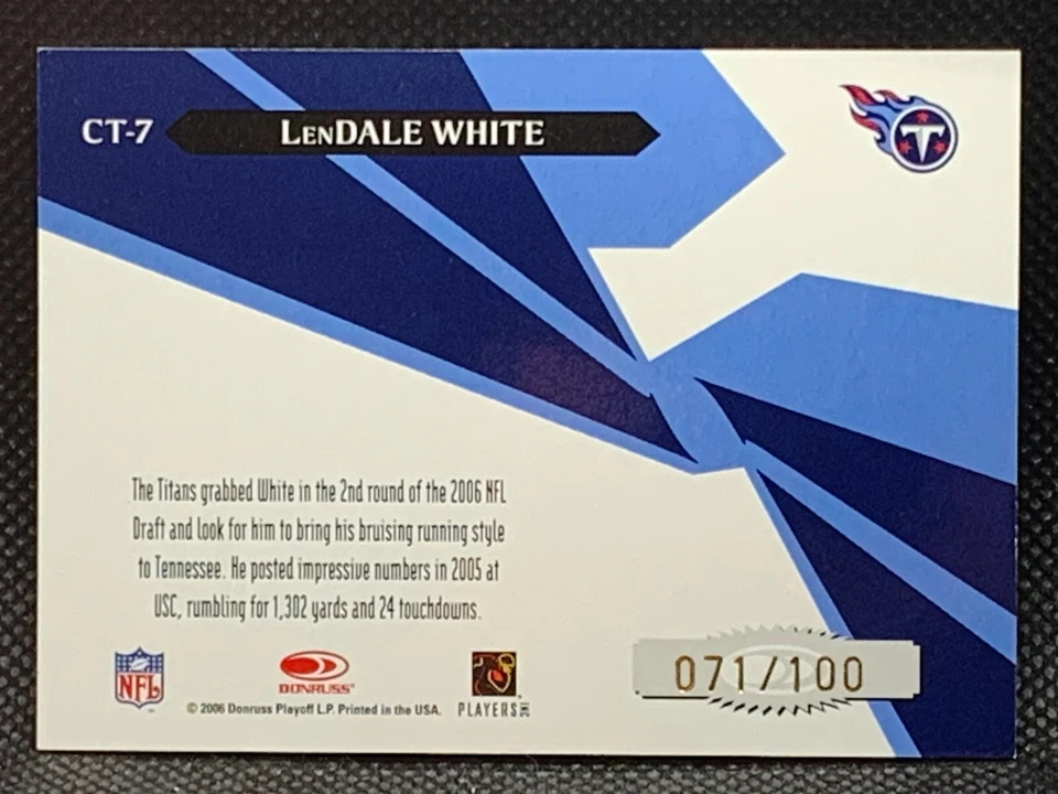 2006 Leaf Rookies & Stars Cross Training Green /100 LenDale White Rookie SP - Image 2 of 2