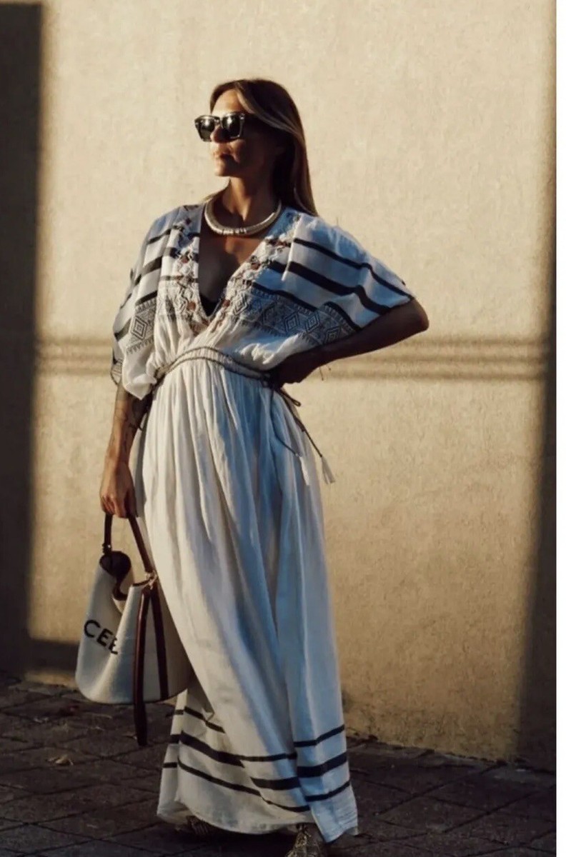 ZARA NWT Limited Edition Long Beaded Kaftan Dress Size XS-S