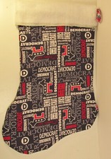 Democrat Christmas Stocking Homecrafted aprox 16" x 11" Lined