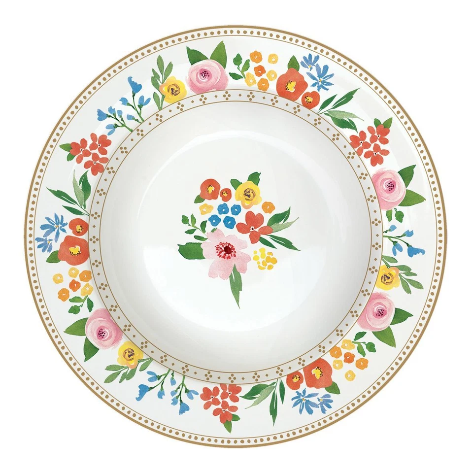 Tellerset 18tlg. BOHO FLOWERS weiß mit bunten Blumen aus Porzellan Easy Life - Bild 2 von 4