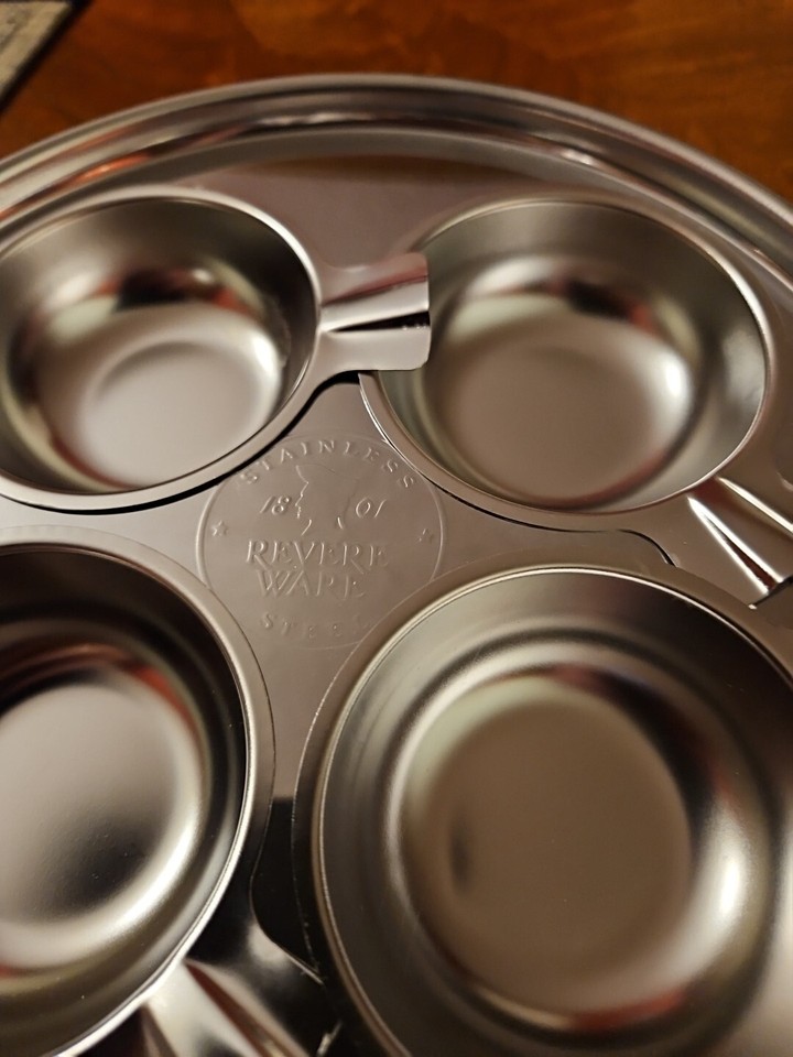 Revere Ware 8”Copper Clad Skillet & Egg Poacher Insert Stainless Steel