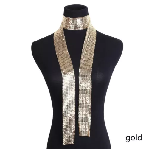 Women Long GlitterNeck Collar Sparkly Sequins Scarf Ladies Cocktail Neck Tie NEW - Picture 12 of 23