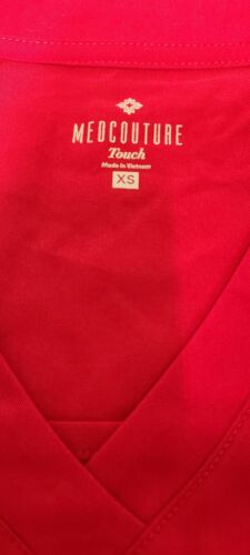 Med couture scrubs women Tuck In Chest Pocket Top Red XS 7448 - Picture 4 of 8