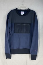 Champion Sweatshirt with Chest Pockets and Side Pockets Blue Black Size Large