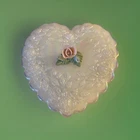 Vintage Fenton Glass White Iridescent Pearlized  Heart Trinket Jewelry Box Milk