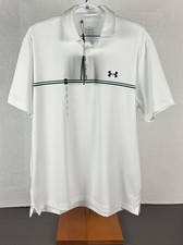 Under Armour Men's White Playoff 3.0 Stripe Polo Shirt Large UPF 40 New With Tag