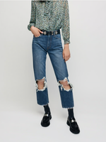 Maje Damen Jeans Blau Straight Leg Ripped Gr. 34 Xs Fr 34 MFPJE00264