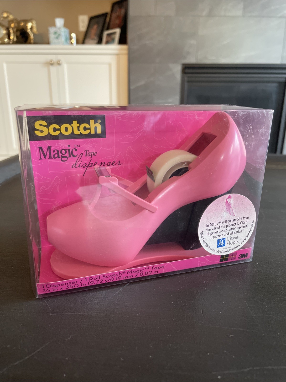 Scotch Pink High Heel Magic Tape Dispenser w/ 1 Tape Roll ~ New
