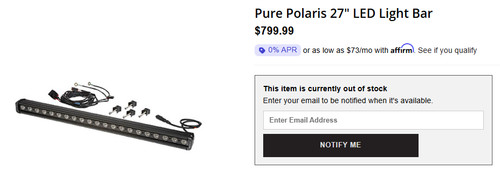 POLARIS OEM 27" LED LIGHT BAR W/ CLAMPS – RANGER / RZR 2005-2012 2878713