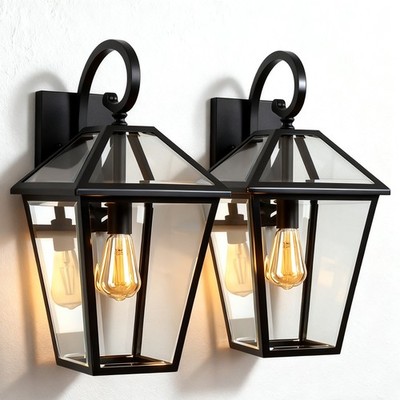 Wall Light Outdoor 2 Pack 17'' Modern Exterior Glass Shade Porch Sconce Fixture