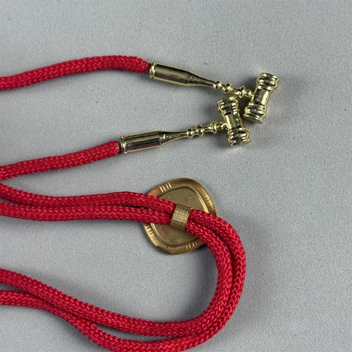 IOOF Order Of Odd Fellows Past Grand Officer Emblem Gavel Red Rope Bolo Neck Tie - Picture 6 of 6
