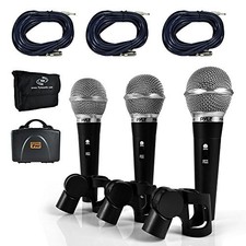 Pyle PDMICKT34 Professional Dynamic Microphone Kit - 3 Vocal Mics Included