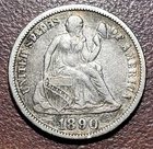 1890 Seated Liberty Dime VF+ Very Fine+ Ten Cents Type Coin 10c Silver