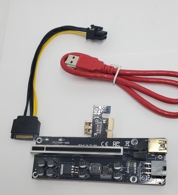 1pcs VER009S Plus PCI Express PCIE PCI-E Riser Card SATA 1X to 16X 6Pin Power US