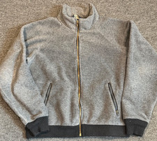 WOOLRICH MENS LARGE GRAY ZIP UP SHERPA JACKET VTG WPL6635