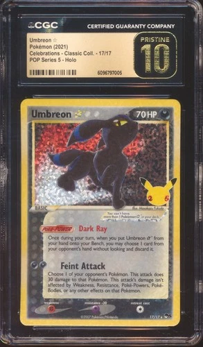2021 POKEMON CELEBRATIONS UMBREON GOLD STAR HOLO #17 CGC 10 PRISTINE!