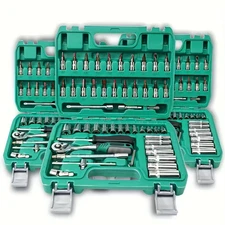 46/53pc Ratchet Socket Set Auto Repair Tools Metric SAE Torque Wrench Case Kit