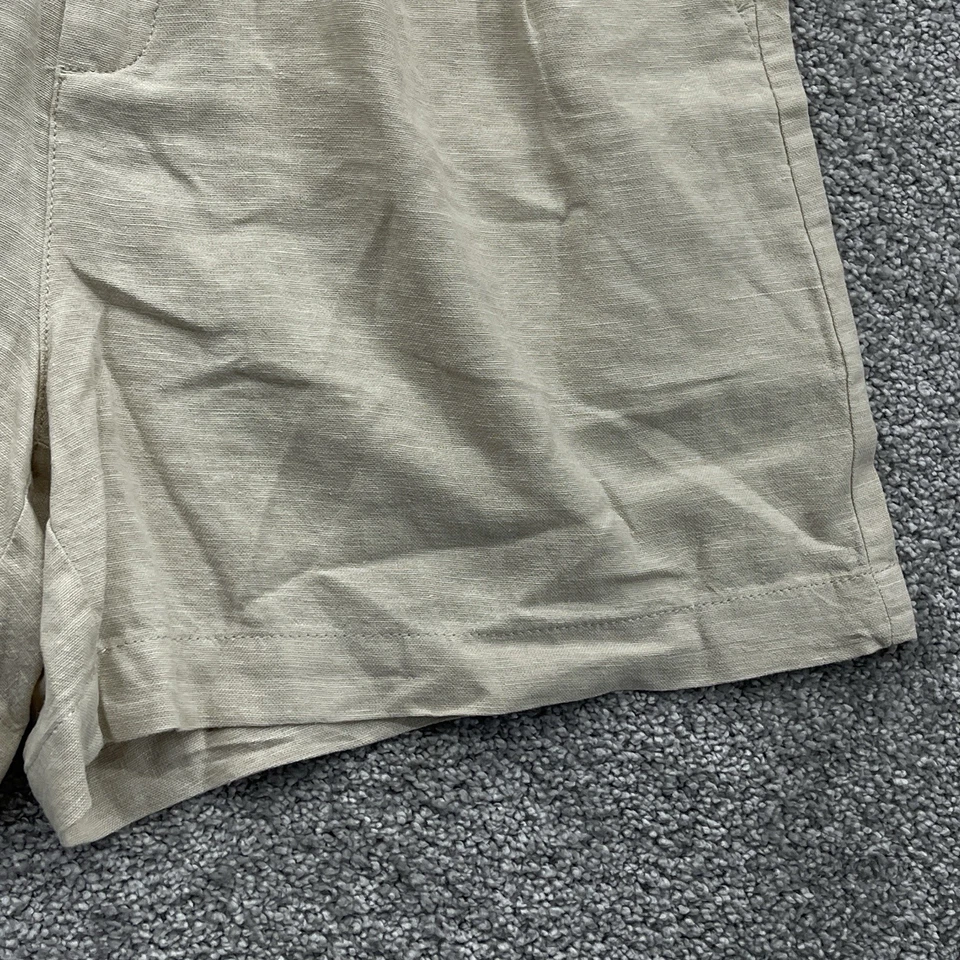 Pantalones Cortos Gap Mujer Talla 10 Beige 5" Tiro Alto Plisado Lino Elástico 595602 Foto 3 de 4