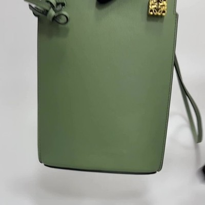 Loewe Mini Green Leather Anagram Logo Shoulder Bag / Phone Pouch