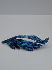 Vintage Blue Lucite Plastic Hair Barrette Clip Made In France