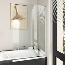 180° Pivot Bath Shower Screen  Safety Tempered Glass Overtub Shower Door 140cmH