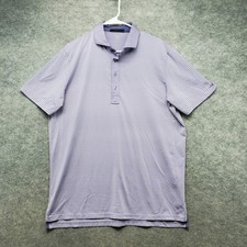 Greyson Shirt Men's Size Large Purple Stripe Polo Short Sleeve Wolf Logo Read 