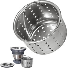 Deep Sink Strainer Basket   Fits Standard 3-1/2" Kitchen Drains   Stainless Stee