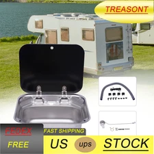 Rv Camper Caravan Sink Stainless Steel Trailer Hand Wash Basin W/Drain Plug New