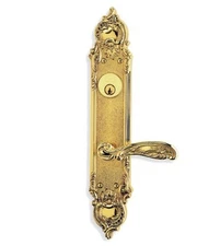 Period Brass P. E. Guerin RICHELIEU 5670R-7903E-300 Mortise Entrance Handle Set
