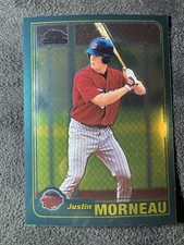 Topps 2001 Chrome Rookie Justin Morneau T235 Minnesota Twins Baseball Card. rookie card picture