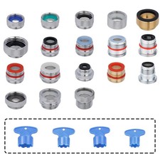 18pcs Faucet Adapter Kit, Brass Faucet Aerator Adapter Set Male Female Sink Fa
