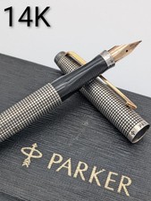Penna stilografica PARKER 75 argento sterling convertitore 14K usata autentica