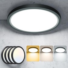 LED Ceiling Lights Bathroom Waterproof Flush Mount 15W 4 Pack Black IP44 18cm