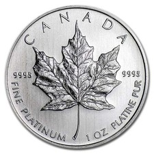 Canada 1 oz Platinum Maple Leaf BU (Random Year) 2197.51 per troy oz