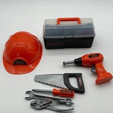 Black and Decker Junior Kids Toy Tool Set with Hard Hat Toolbox and Power Drill