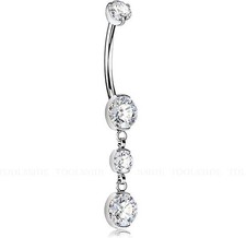 Titanium Belly Button Ring 14G CZ Dangle Navel Piercing Jewelry Women