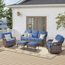5-Piece Patio Furniture Set with 5" Cushions & Swivel Rockers